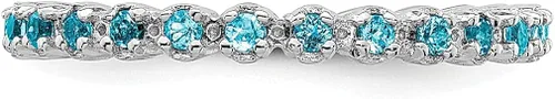 Vista 3 de 925 Sterling Silver Blue Topaz Band Ring Stone Birthstone December Gemstone Stackable Fine Jewelry For Women Gifts For Her