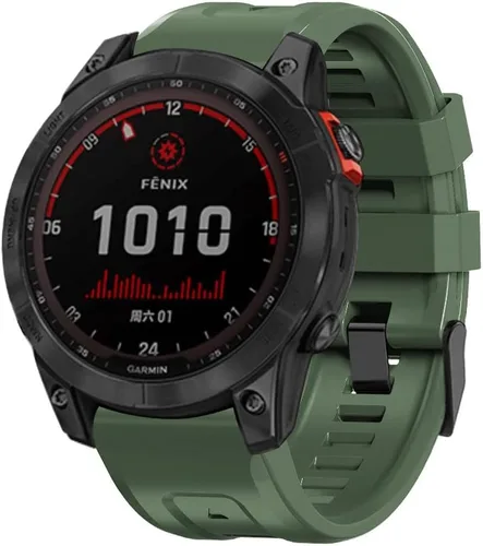 Vista 2 de REYDA Correa de silicona compatible con Garmin Fenix 7X/7X Pro/6X/6X Pro/5X/5X Plus/3/3 HR, 1.024 in, ajuste rápido, pulsera de silicona suave