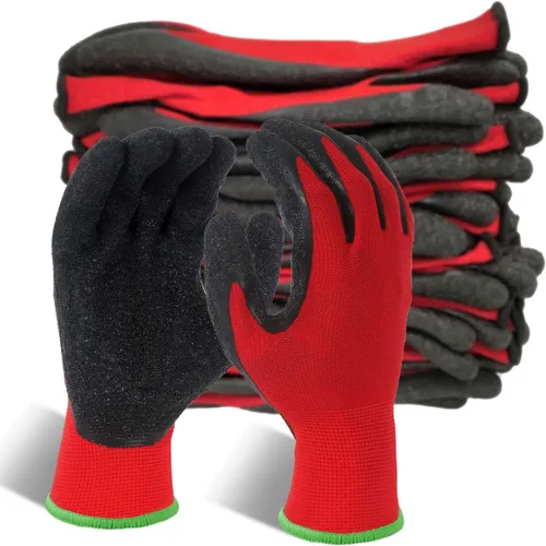 Vista 26 de Evridwear - Guantes de trabajo de látex arrugado con revestimiento de mano para seguridad, para hombres y mujeres, uso general, multiusos
