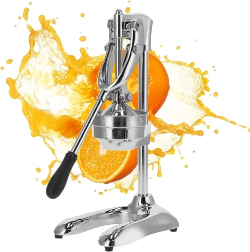 Vista 2 de Fdit Exprimidor manual de grado comercial, acero inoxidable 304 resistente y prensa de cítricos de hierro fundido para naranjas, limones, granadas