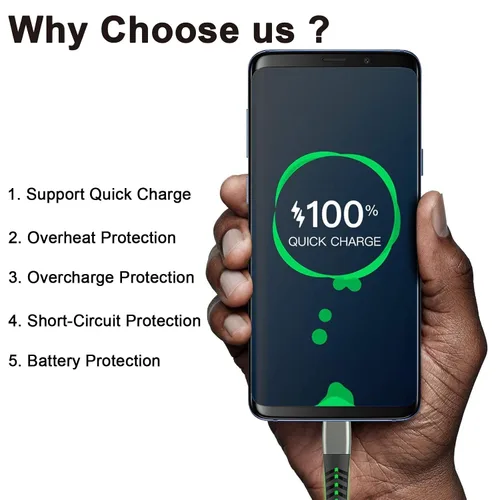 Vista 2 de Cable de carga LED USB C, cable de carga rápida tipo C de 6 pies con iluminación 3A con sincronización de datos, compatible con Samsung, Moto, LG