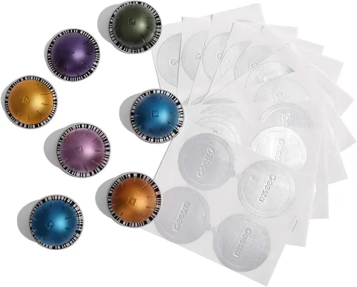 Vista 7 de Geesta 120 tapas de papel de aluminio para cápsulas Nespresso Vertuo Reutilizable, fácil de aplicar, sello hermético, compatible con Vertuolina