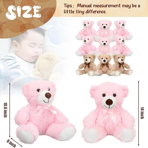 Vista 2 de Zhanmai Paquete de 9 lindos animales de peluche de osos de 14 pulgadas a granel para regalo de San Valentín, graduación, baby shower, fiesta