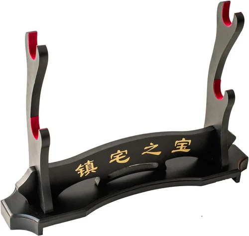 Vista 8 de Soporte para espada samurái, soporte para espada Katana Wakizashi Tanto de terciopelo acolchado para colgar en la pared, estante para espadas