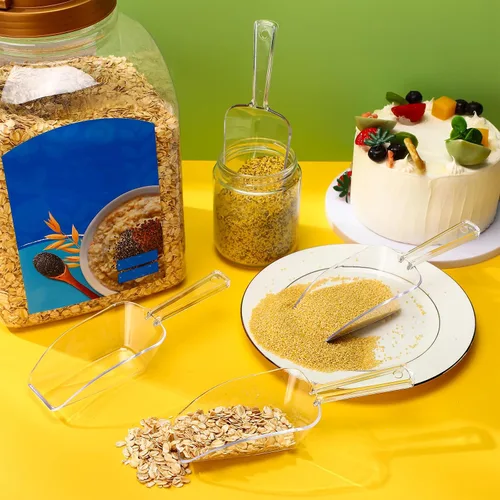 Vista 7 de Hestya 4 cucharadas de plástico transparente multiusos para dulces, bufé, acrílico, cocina, hielo, palomitas de maíz para proteínas en polvo