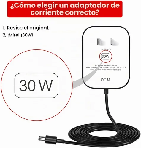 Vista 2 de Show 8 - Adaptador de cable de alimentación para Alexa 4th, 3rd, Plus 2nd