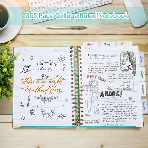 Vista 2 de Cuaderno en espiral, cuaderno de cuero de tapa dura de 365 páginas, diario de gran formato A5 para mujeres y hombres, cuadernos rayados