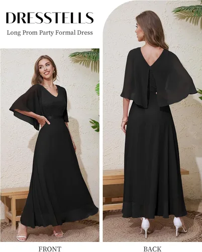 Vista 3 de DRESSTELLS Vestido formal para mujer, vestido de madre de la novia, invitada de boda, dama de honor, vestido largo de fiesta de graduación, vestidos
