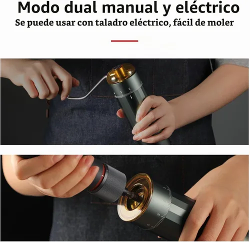 Vista 3 de Molinillo de café manual, molinillo de café de mano Z5 con perilla ajustable externa de 0.88 oz de capacidad, molinillo manual y eléctrico de modo