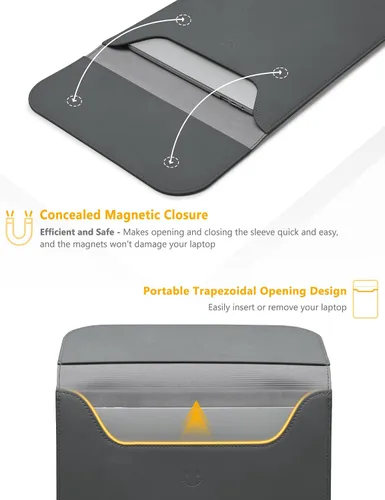 Vista 2 de HYZUO Funda para portátil de 15 pulgadas Slim Bag para MacBook Air M5 Grafito