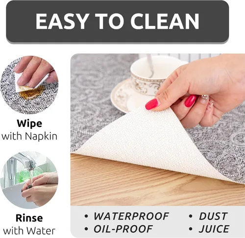 Vista 5 de Revestimiento de estante de 12 x 120 pulgadas con tijeras y cinta métrica para armarios de cocina, forro de cajón de PVC para tocador de baño, Negro