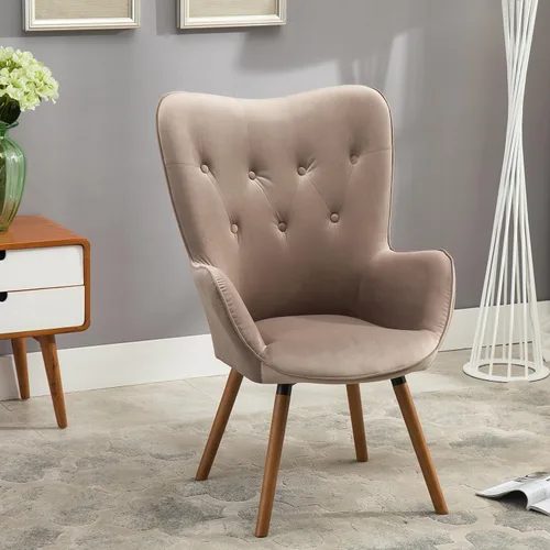 Vista 7 de Roundhill Furniture - Silla decorativa doarnin contemporánea de terciopelo sedoso con respaldo de botones, Tela, Chocolate