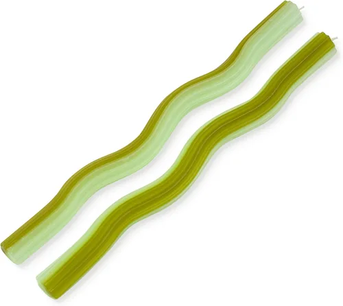 Vista 4 de Wiggle Candles - Velas cónicas de diseño bailarín, colores brillantes, 7/8 pulgadas de diámetro x 11 pulgadas de largo, diseñadas por Lex Pott, Verde