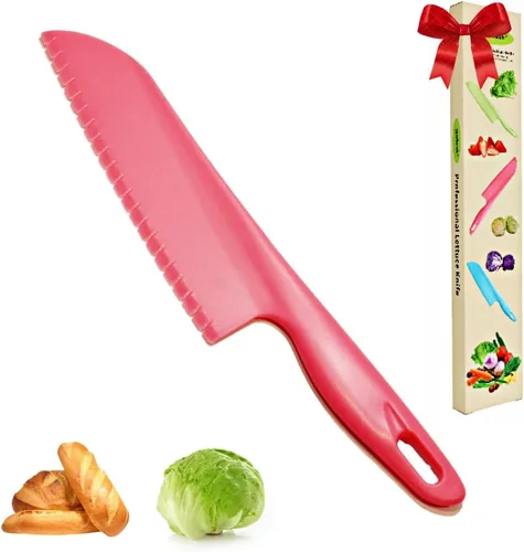 Vista 14 de jawbush Cuchillo de lechuga profesional para evitar que se torne marrón, cuchillo dentado de plástico de 11 pulgadas para verduras, frutas, pan