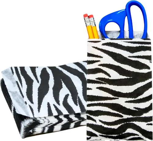 Vista 19 de Novel Box - Paquete de 100 bolsas planas de mercancía con estampado de cheurón azul de 4 x 6 pulgadas, elegante bolsa para regalos de cumpleaños