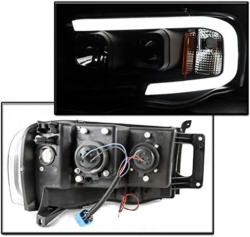Vista 2 de Para Dodge Ram 1500/2003-2005 2500/3500 LED DRL 2002-2005 Faros delanteros de proyector negro