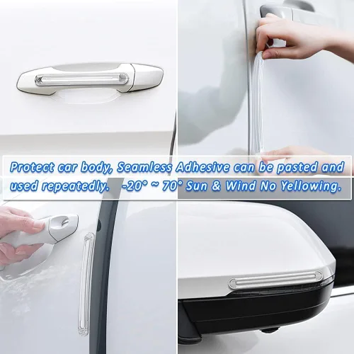 Vista 4 de Protector anticolisión para puerta de automóvil, tiras transparentes, protectores adhesivos universales para bordes de puertas de automóvil