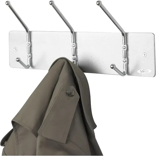 Vista 4 de Safco 4161 - Perchero de pared, 3 ganchos, color plateado