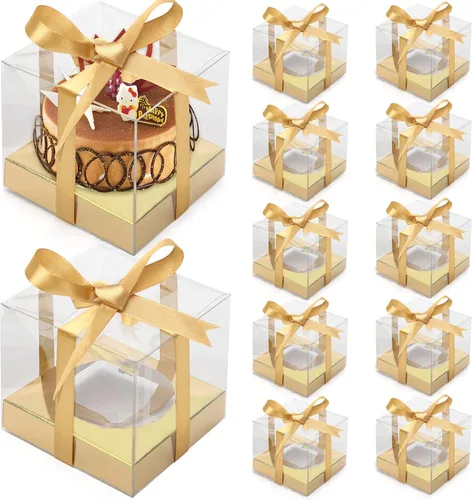 Vista 15 de 12 cajas transparentes para cupcakes de 3.5 pulgadas (negro)