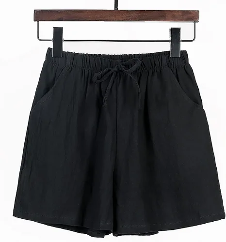 Vista 2 de Pantalones cortos con cordón para mujer, pantalones cortos de verano atléticos, para gimnasio, yoga, entrenamiento, cintura elástica, casuales