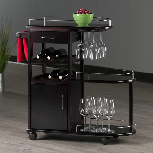 Vista 10 de Winsome Carrito de servir para cocina, Madera, Espresso oscuro