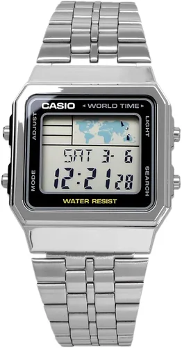 Vista 3 de Casio Reloj clásico de cuarzo de acero inoxidable A500WA-1 para hombre Reloj de cuarzo
