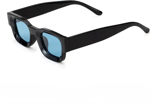 Vista 3 de Lentes de sol polarizados rectangulares retro para cara pequeña, para mujeres y hombres, con marco grueso, cuadrados, con protección UV400