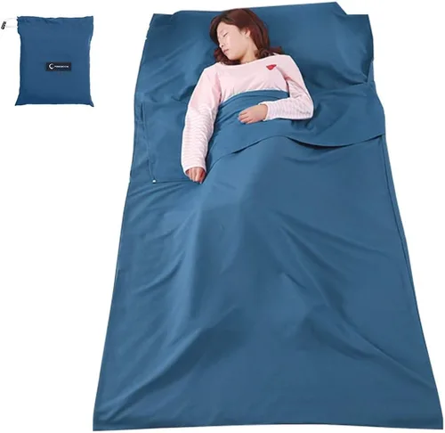 Vista 9 de Saco de dormir ligero para viajes, camping, saco de dormir para adultos, ligero, cálido, hotel, compacto, portátil, para interiores y exteriores