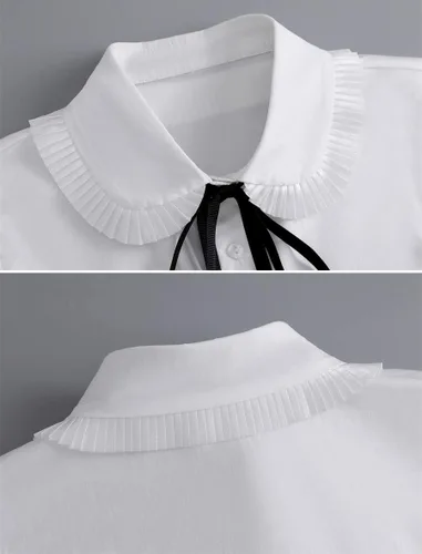 Vista 9 de GUZOSJO Camisa de cuello desmontable de marinero, media blusa de Dickey para damas y niñas