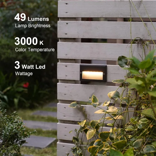 Vista 2 de GOODSMANN Kits de luces de paso de bajo voltaje de 5.5 pulgadas al aire última intervensión 12V CA Luces de escalera de paisaje cableadas 8PK 3W LED