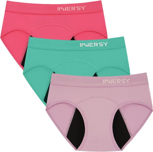 Vista 10 de INNERSY Ropa interior de período para adolescentes y niñas, de algodón, a prueba de fugas, paquete de 3 Básicos