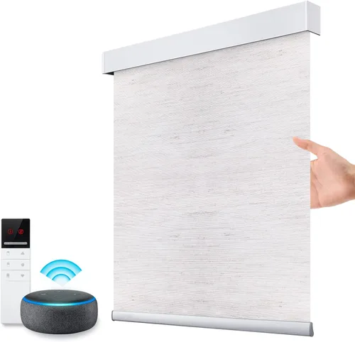 Vista 28 de ZSTARR Persianas opacas motorizadas con control remoto inteligente, persianas enrollables recargables inalámbricas para ventanas, oficina, hogar