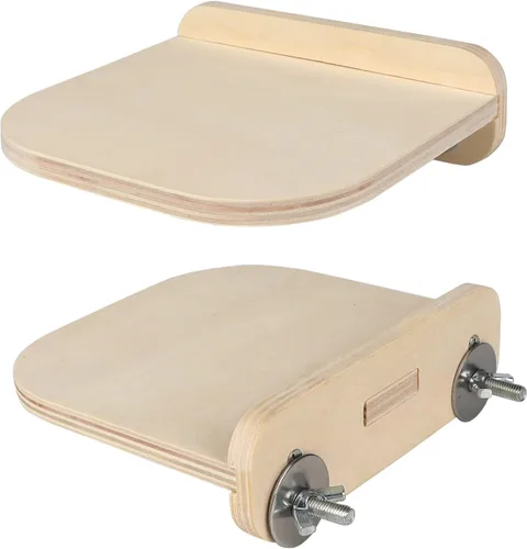 Vista 4 de Juego de plataforma de madera Chinchilla con repisas de jaula de chinchilla Accesorios de jaula para animales pequeños para hámsters planeadores