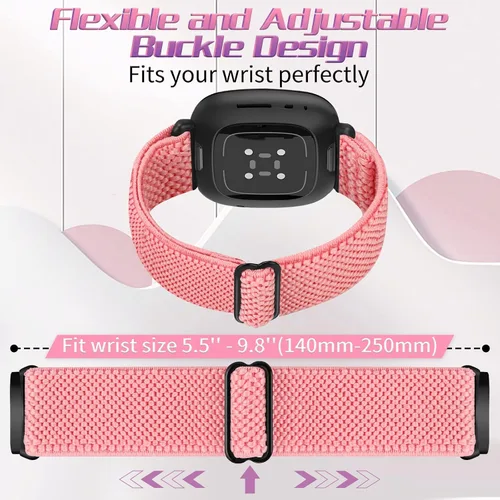Vista 3 de Bandas elásticas compatibles con Fitbit Versa 4/Fitbit Sense 2/Fitbit Versa 3/Fitbit Sense bandas para hombres y mujeres, paquete de 4 correas
