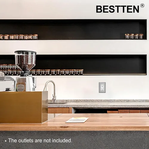 Vista 4 de BESTTEN [Paquete de 5] Placa de pared de metal decorativa con película protectora, cubierta de interruptor decorativa resistente a la corrosión