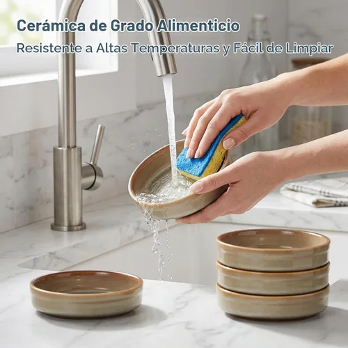 Vista 7 de ONEMORE Ramekins - Juego de 6 moldes aptos para horno, 4 onzas, cuencos de cerámica para souffle, natillas, salsa de inmersión, postre, microondas