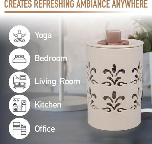 Vista 6 de Deco - Calentador de velas eléctrico, calentador de cera, incluye 4 cubos de cera Electric Scented Tart & Candle Warmer, Plug in Halogen Bulb