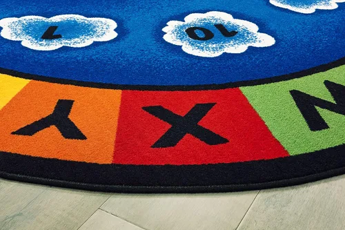 Vista 5 de Carpets for Kids 9445 Sunny Day Learn & Play - Alfombra de asiento para aula de alfabetización, 4 pies 5 pulgadas x 5 pies 10 pulgadas, ovalada