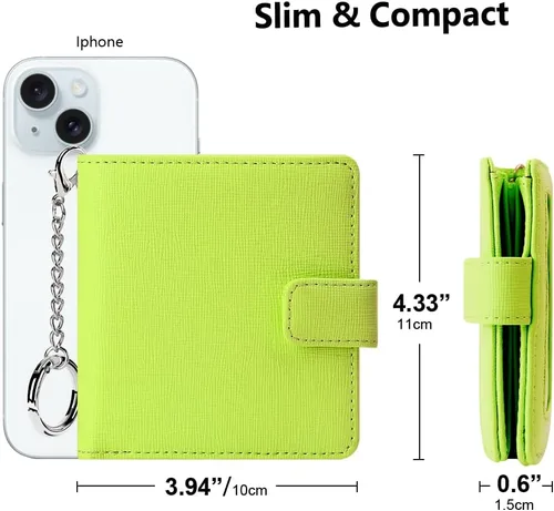 Vista 4 de FurArt Cartera plegable para mujer con 9 ranuras, bloqueo RFID, ventana de identificación, cartera compacta con llavero