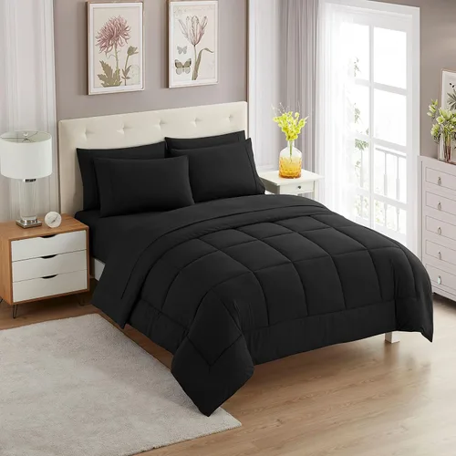 Vista 124 de Sweet Home Collection Juego de edredón de 7 piezas de color sólido para todas las estaciones, manta alternativa de plumón suave y lujosas sábanas