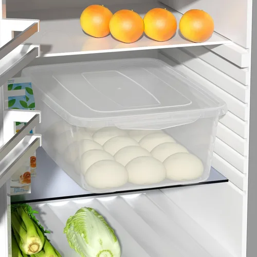 Vista 6 de Vababa Paquete de 2 cajas a prueba de masa de pizza de 16 L con tapa, recipiente transparente para almacenamiento de pizza de alimentos