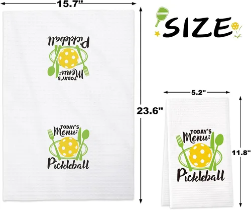 Vista 3 de Vansolinne Juego de 4 toallas de cocina de regalo de Pickleball para Navidad, juego de 4 paños de cocina, juego de toallas de mano de cocina