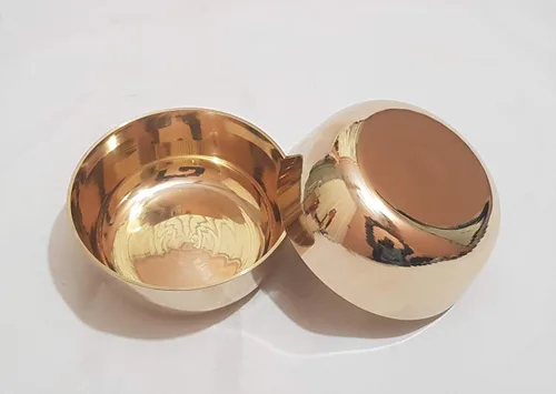 Vista 5 de Pure Source India Cena Thali Bronce Set - 6 Piezas, Liso