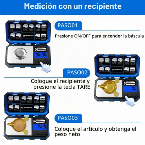 Vista 4 de UNIWEIGH Báscula de recarga digital de precisión de 1500 granos x 0.1gn
