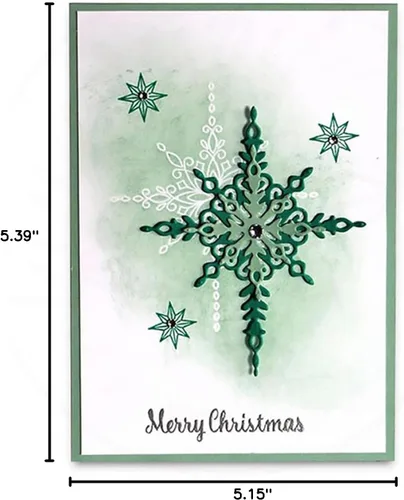 Vista 9 de Juego de 7 piezas de troqueles de metal con diseño de copo de nieve Starlight, troqueles de corte de tarjetas de copo de nieve de Navidad