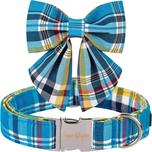 Vista 58 de Unique style paws - Collar para perros con corbatín, collar ajustable para perros y gatos, pequeño, mediano y grande