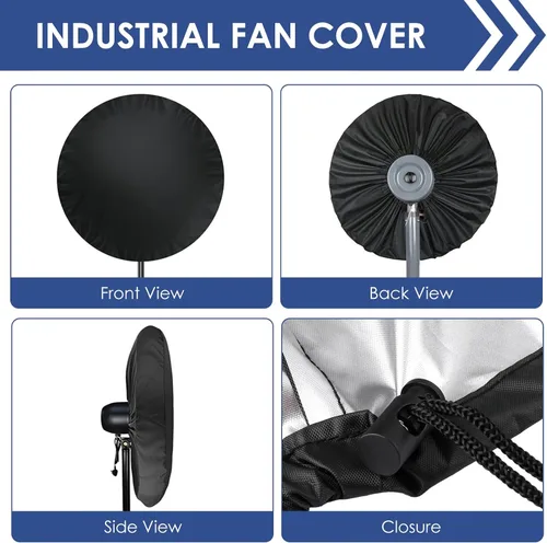 Vista 2 de Cubierta de polvo industrial para ventiladores de 18 a 20 pulgadas, protector de ventilador impermeable de tela Oxford para exteriores con cierre