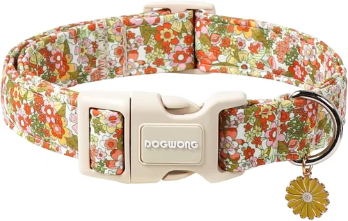 Vista 21 de DOGWONG Collar de Algodón para Perro, Collar para Perro de Cuadros Azules Resistente, Collar Suave y Duradero para Perro Macho, Lindo Collar de A