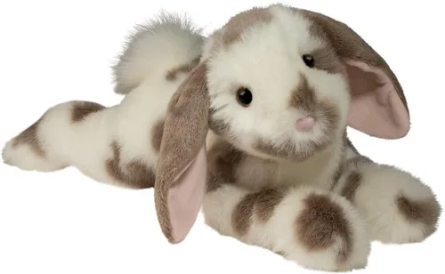 Vista 2 de Conejo Douglas Ramsey gris con manchas de peluche, animal de peluche