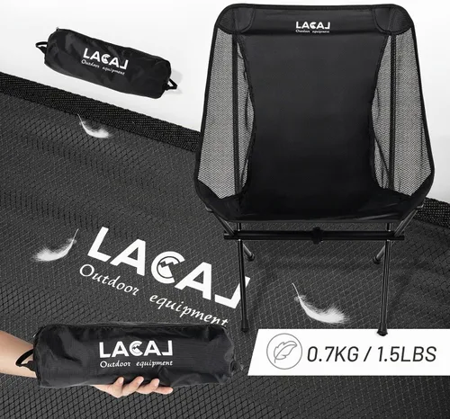 Vista 3 de G2 GO2GETHER Silla de camping plegable ultraligera, marco de aluminio, tela transpirable Surper, fácil de transportar, tamaño de almacenamiento Negro